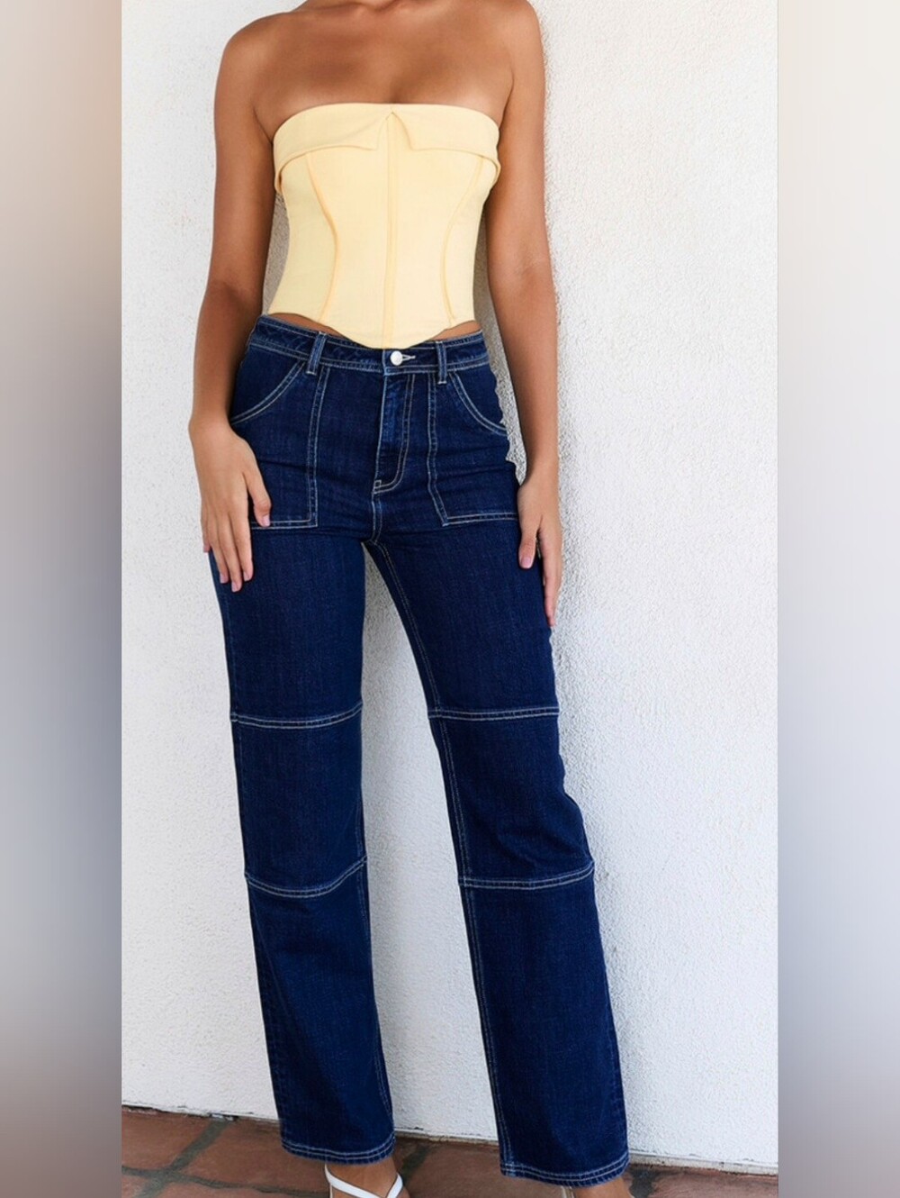 Straight-Leg Dark Blue Jeans for Women